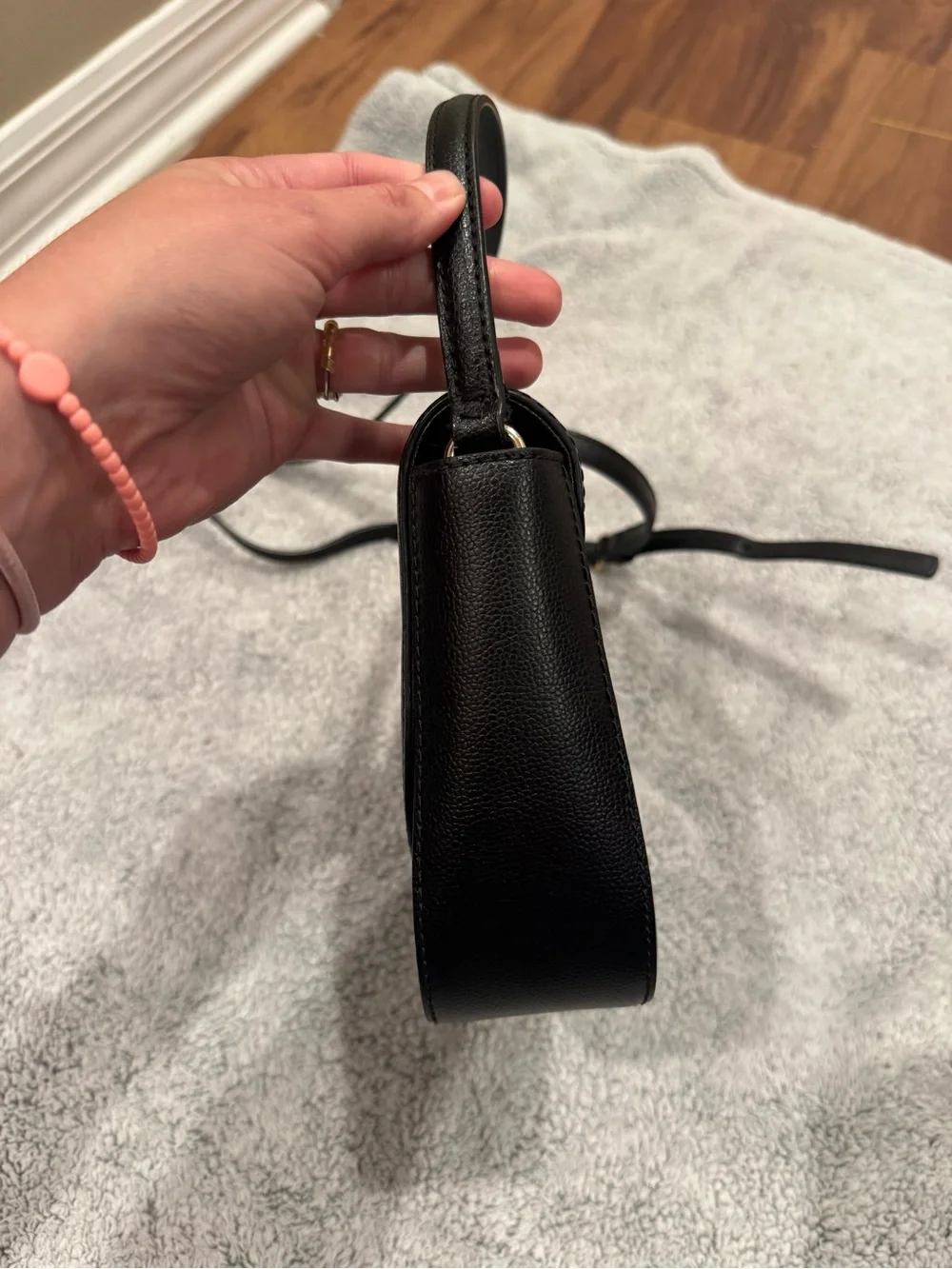 kate spade Black Pebbled Leather Crossbody Bag with Gold Accent